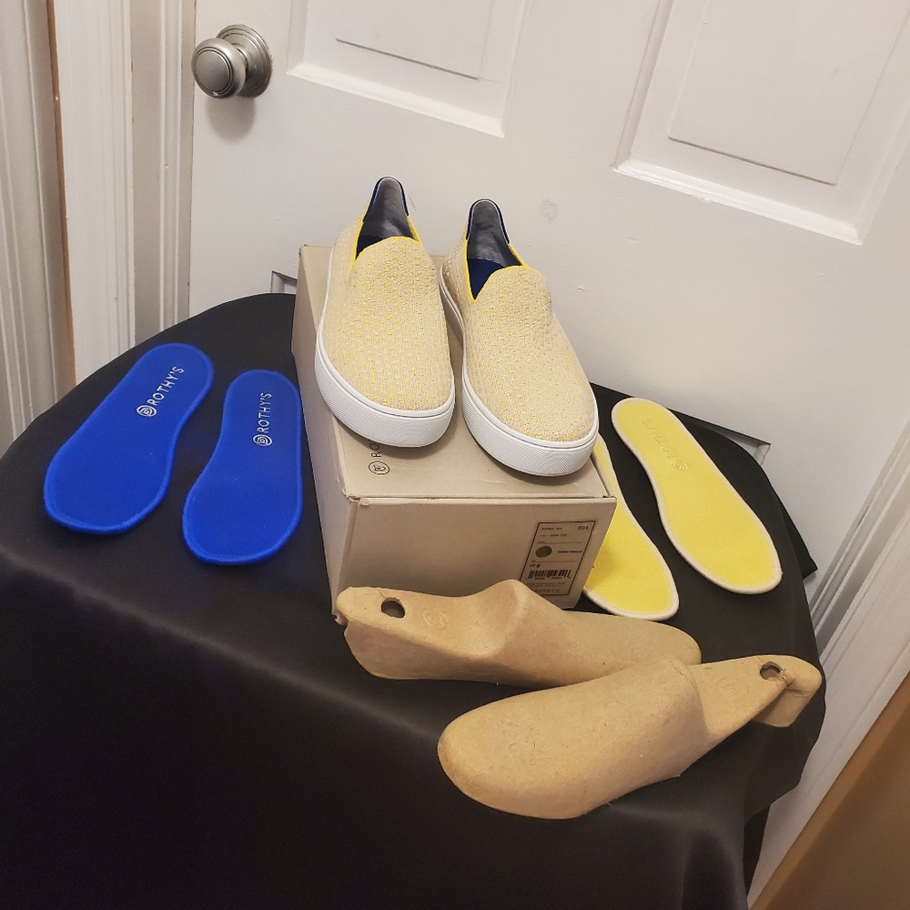 Rothy's Sunshine Honeycomb Sneaker Loafer size 9